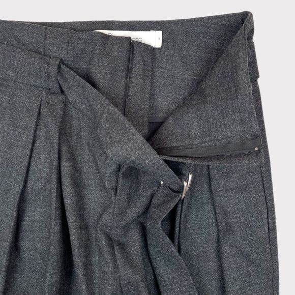 IRO Belted Gray Wool Trousers Pleated Straight Leg Pants Women's Size 36 (US 4) - Picture 3 of 13